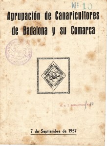 AGRUPACION DE CANARICULTORES DE BADALONA-1957