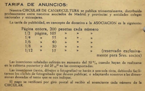 ANUNCIOS NUESTROS CANARIOS 1955