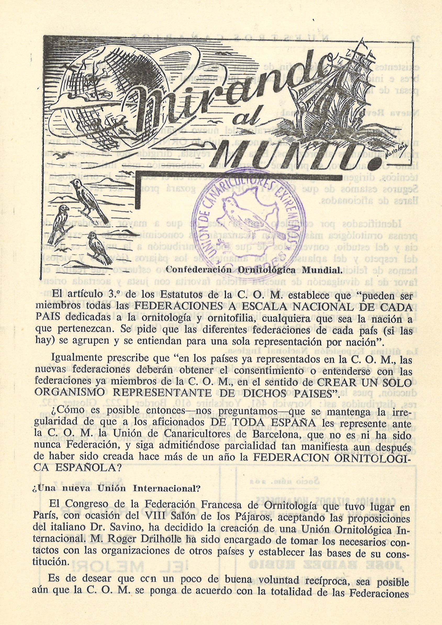 UNA NUEVA UNION INTERNACIONAL