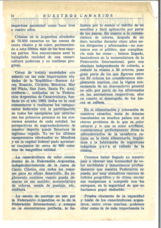 La canaricultura de color en Argentina. 2